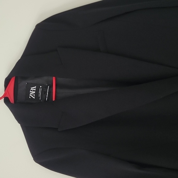 Zara Black Mid Lenght Lapel Collar Basic Blazer Jacket Size Small - Picture 6 of 16